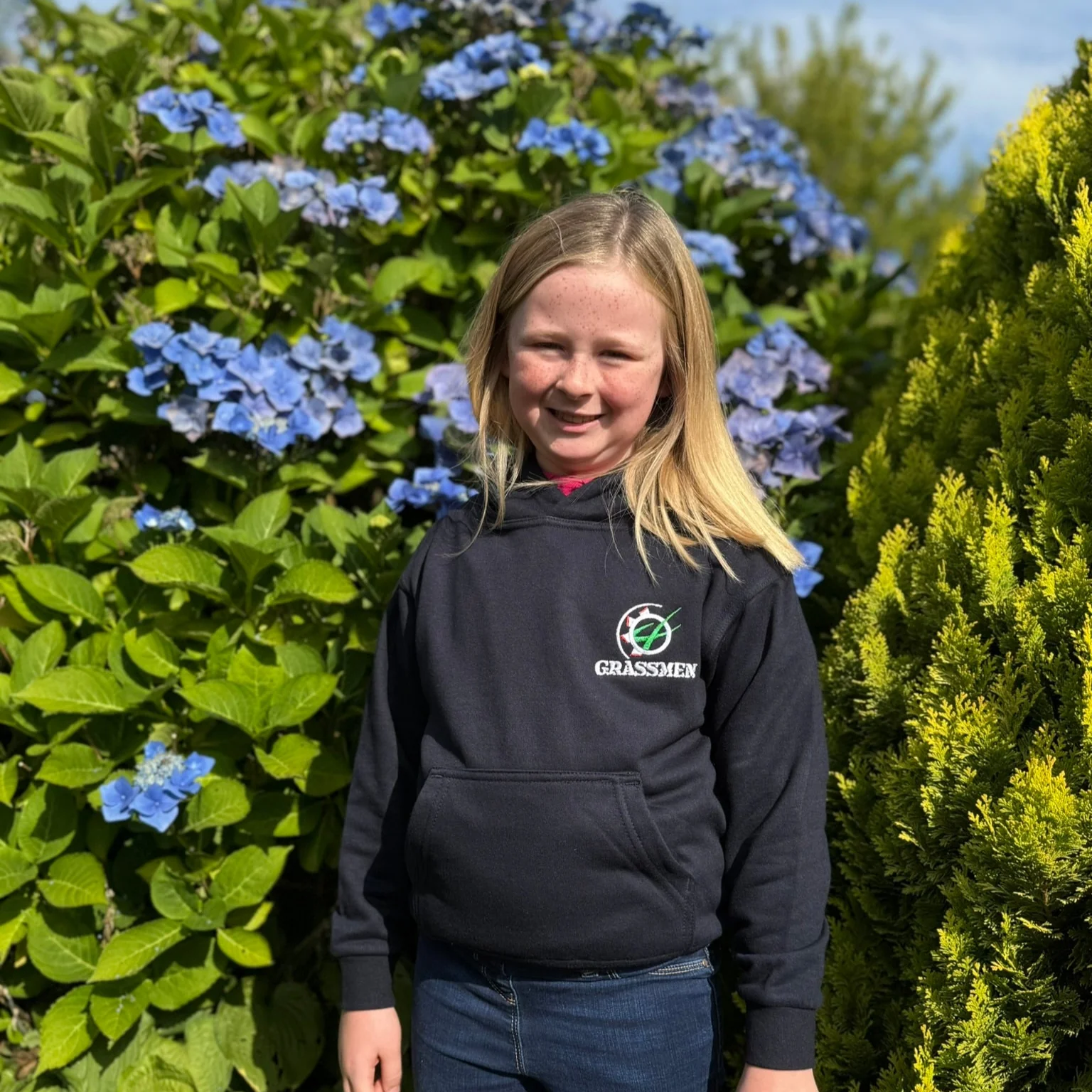 "Massey Ferguson 6290" Kids Navy Hoodie - DTF Print - Image 3
