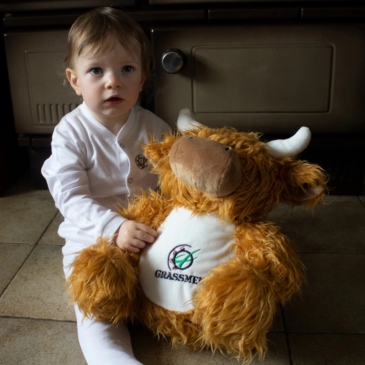 "GRASSMEN" Moover the Highland Cow Large Plush Teddy - Image 2