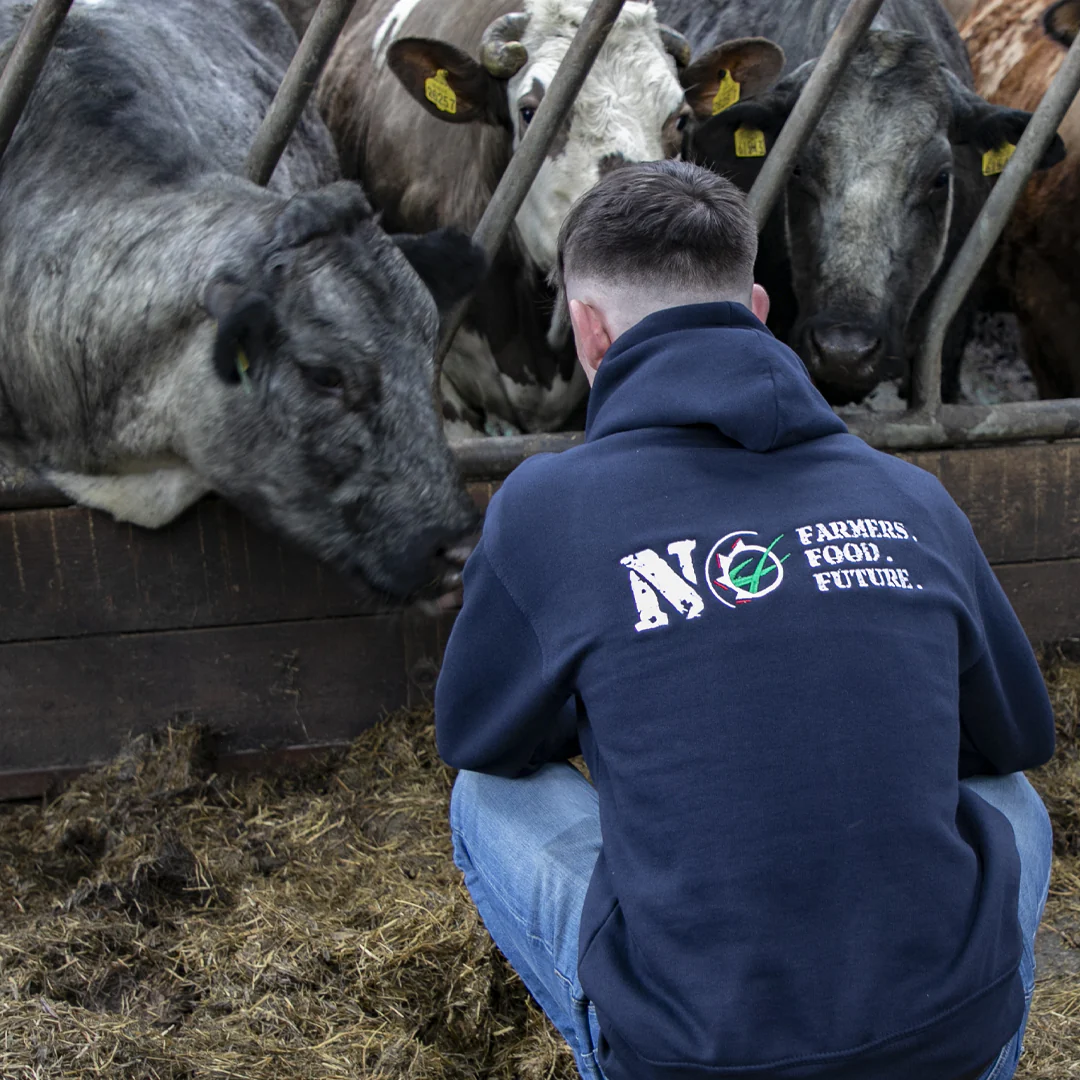 "NO FARMERS. NO FOOD. NO FUTURE." Unisex Adults Navy Hoodie - Image 3