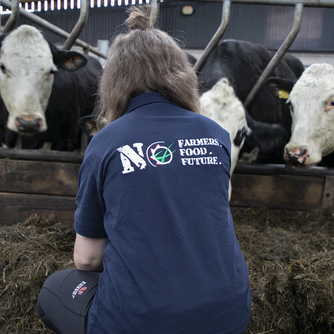 "NO FARMERS. NO FOOD. NO FUTURE." Unisex Adults Navy Polo Shirt - Image 3
