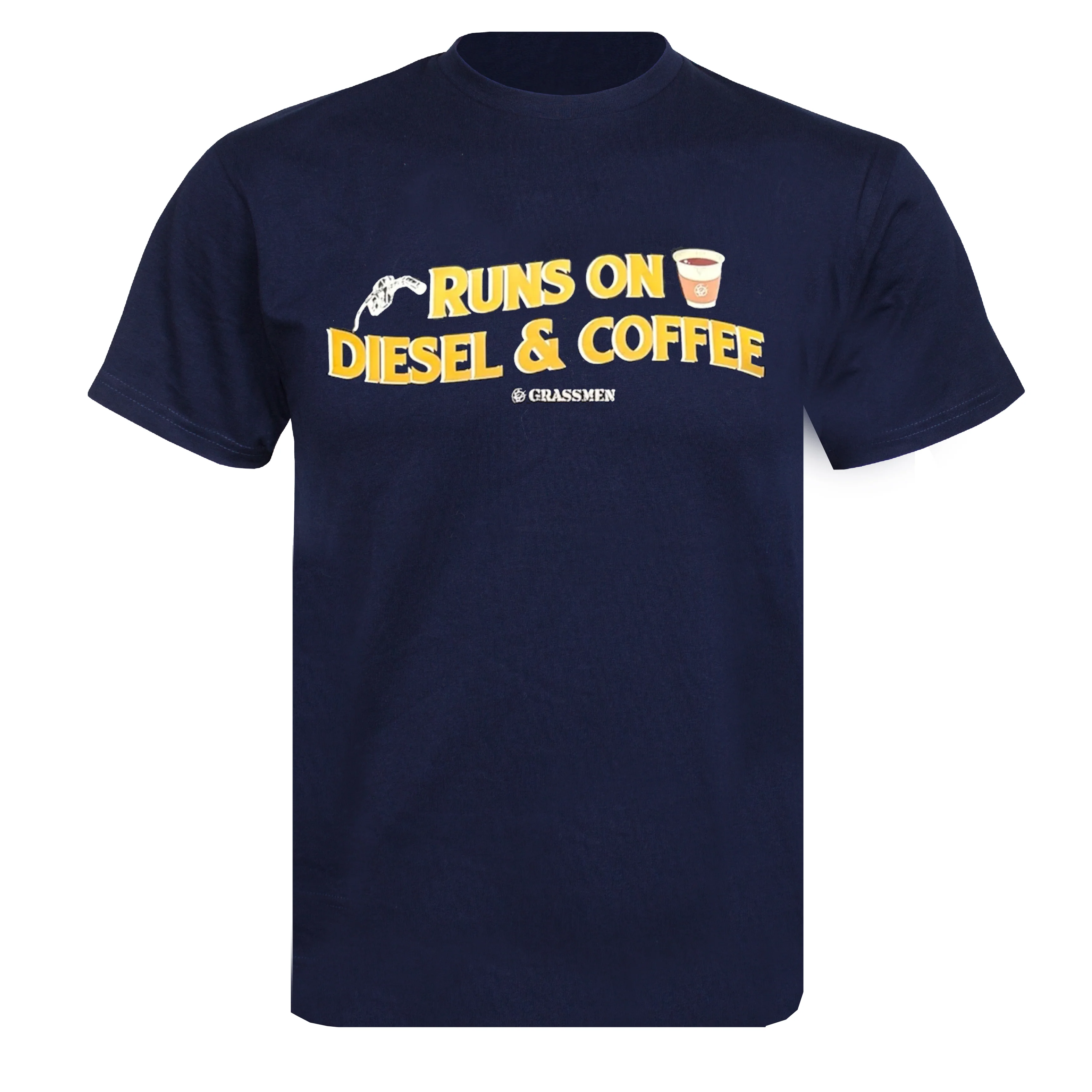 "Runs on Diesel & Coffee" Novelty Adults Navy T-Shirt