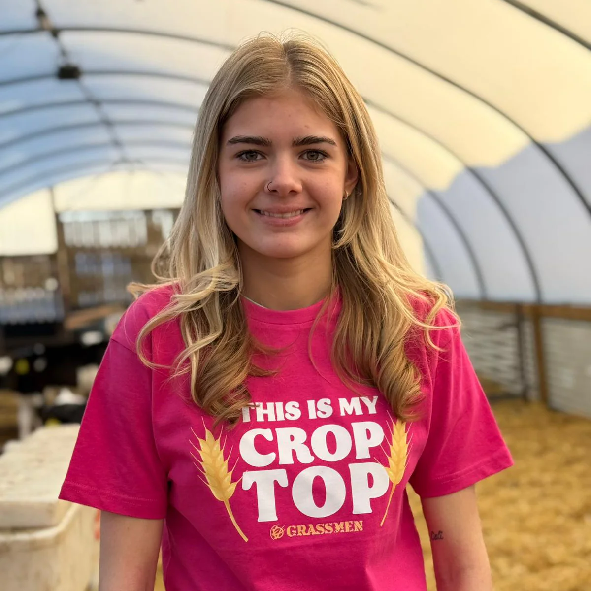 "This is my Crop Top" Novelty Adults Pink T-Shirt - Image 2