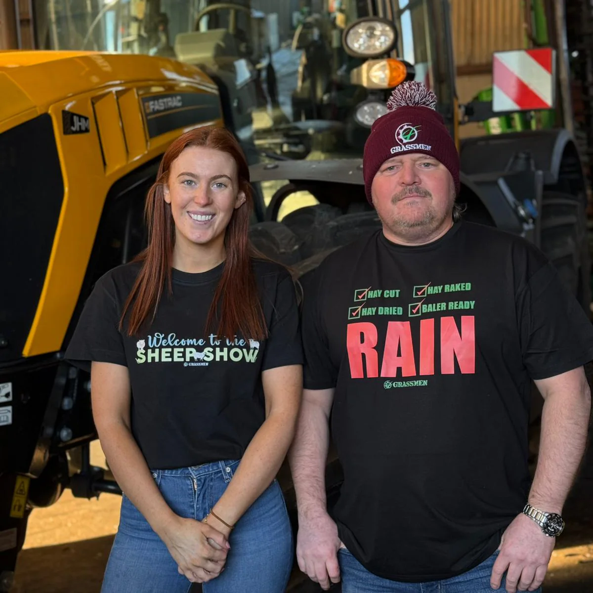 "Hay Cut, Hay Raked, Hay Dried, Baler Ready - RAIN" Novelty Adults Black T-Shirt - Image 3